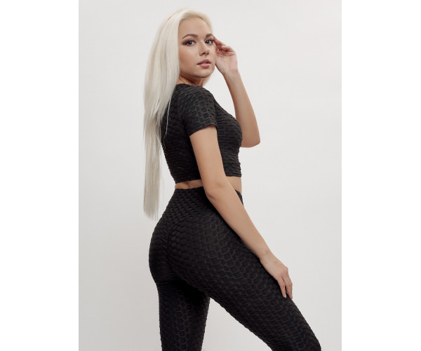 Костюм для фитнеса женский черного цвета 2001Ch