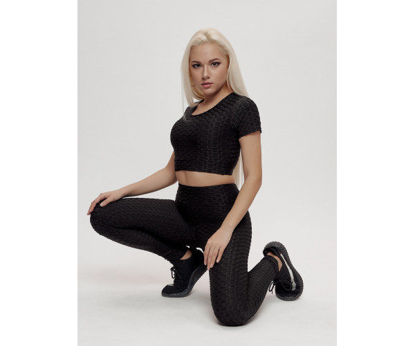 Костюм для фитнеса женский черного цвета 2001Ch