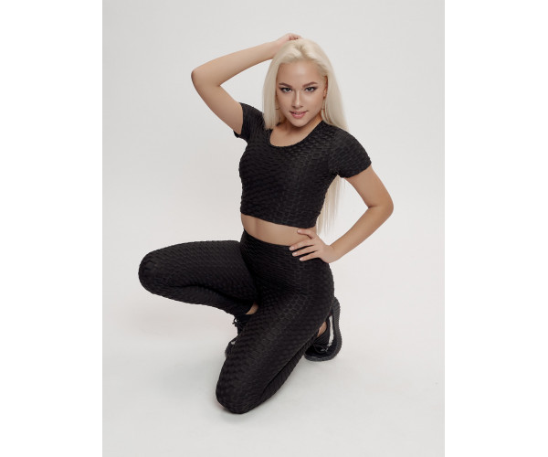 Костюм для фитнеса женский черного цвета 2001Ch