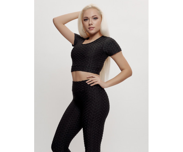 Костюм для фитнеса женский черного цвета 2001Ch