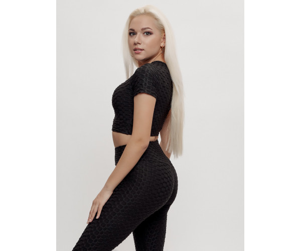 Костюм для фитнеса женский черного цвета 2001Ch