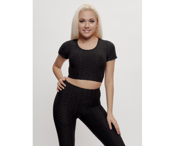 Костюм для фитнеса женский черного цвета 2001Ch