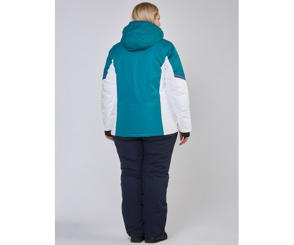 Женский зимний костюм горнолыжный большого размера бирюзового цвета 01934Br