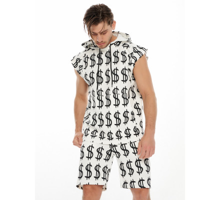 Костюм шорты и футболка белого цвета 9166Bl