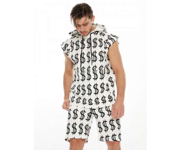 Костюм шорты и футболка белого цвета 9166Bl