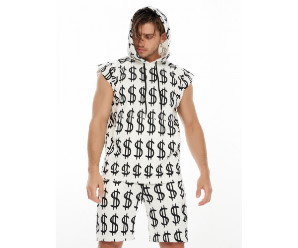 Костюм шорты и футболка белого цвета 9166Bl