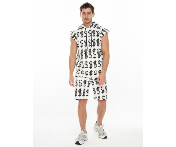 Костюм шорты и футболка белого цвета 9166Bl