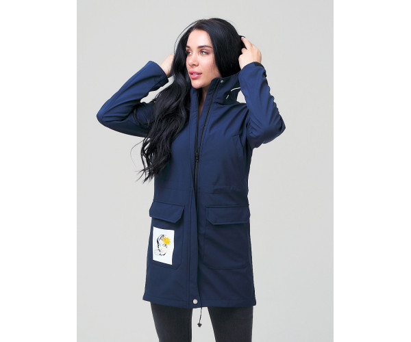 Парка женская  темно-синего цвета 2027TS
