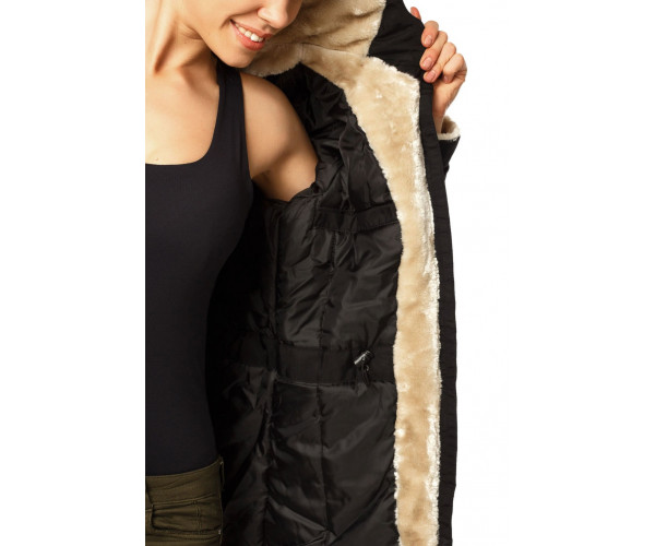 Женская демисезонная парка черного цвета 17099Ch