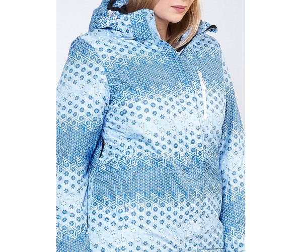 Женская зимняя горнолыжная куртка большого размера голубого цвета 1830Gl