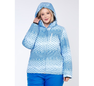 Женская зимняя горнолыжная куртка большого размера голубого цвета 1830Gl