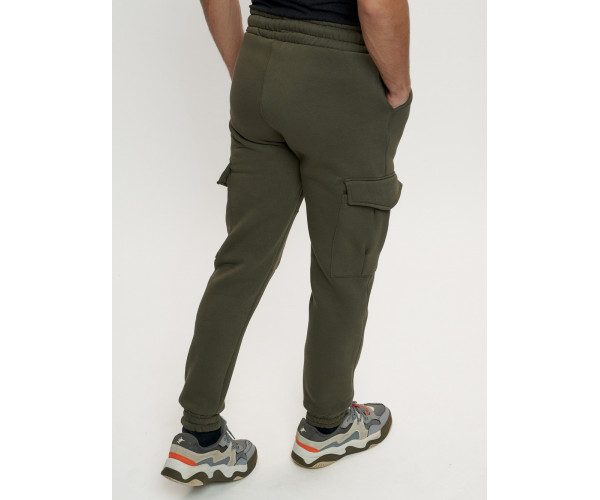 Брюки джоггеры с начесом мужские зимние цвета хаки 1095Kh