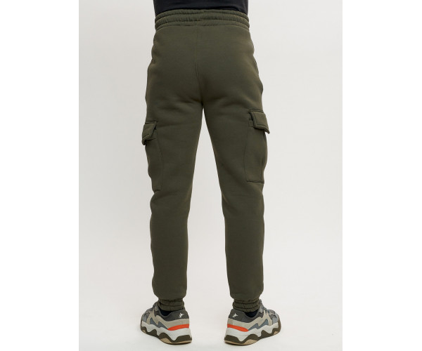 Брюки джоггеры с начесом мужские зимние цвета хаки 1095Kh