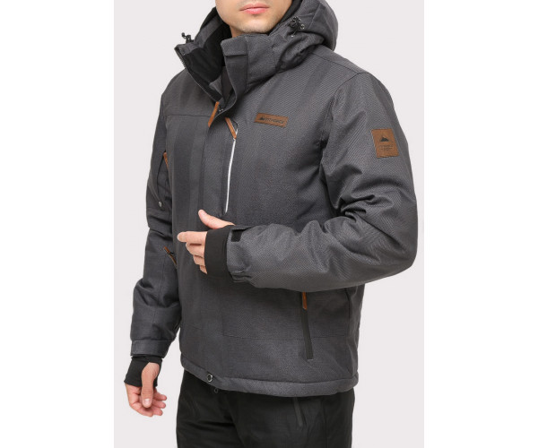 Мужская зимняя горнолыжная куртка темно-серого цвета 1901TC