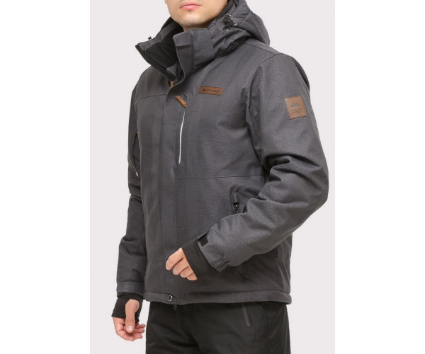 Мужская зимняя горнолыжная куртка темно-серого цвета 1901TC