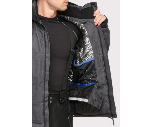 Мужская зимняя горнолыжная куртка темно-серого цвета 1901TC