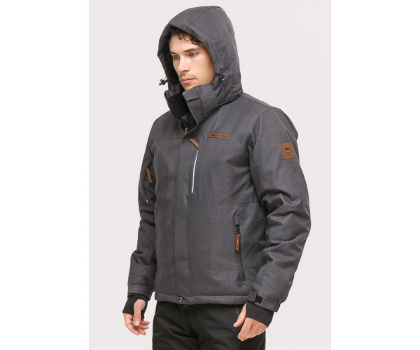 Мужская зимняя горнолыжная куртка темно-серого цвета 1901TC