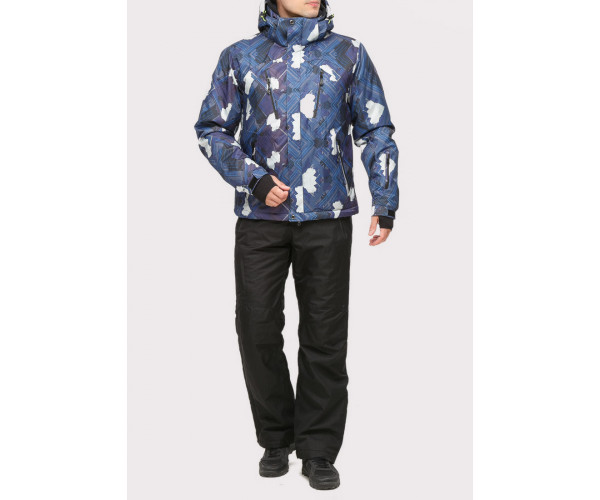 Мужской зимний костюм горнолыжный темно-синего цвета 018108TS