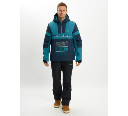 Горнолыжный костюм анорак мужской темно-зеленого цвета 077024TZ