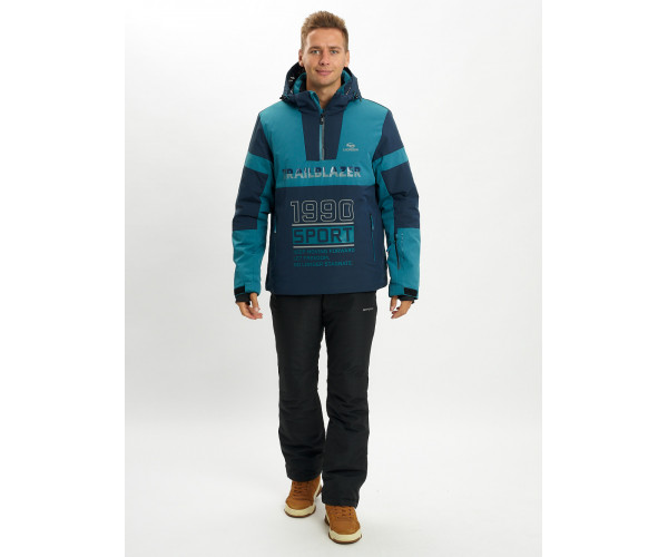 Горнолыжный костюм анорак мужской темно-зеленого цвета 077024TZ