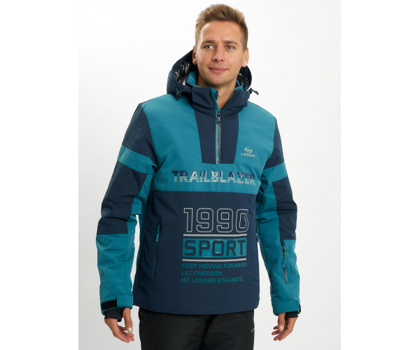 Горнолыжный костюм анорак мужской темно-зеленого цвета 077024TZ