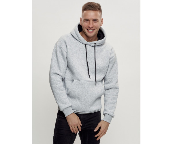 Худи мужские оверсайз с начосом серого цвета 1087Sr