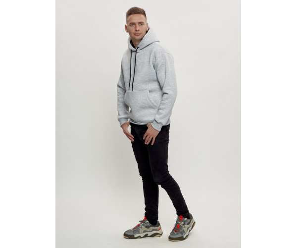 Худи мужские оверсайз с начосом серого цвета 1087Sr