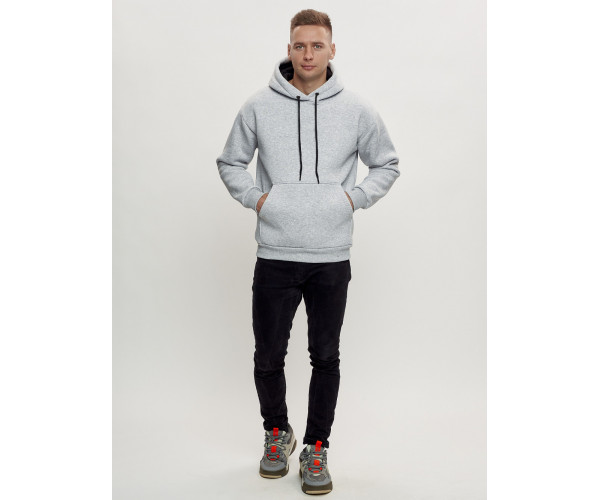 Худи мужские оверсайз с начосом серого цвета 1087Sr