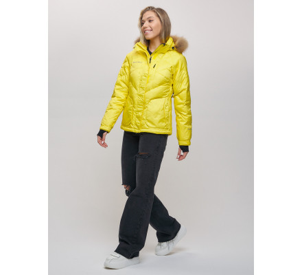 Пуховик еврозима с мехом Valianly желтого цвета 22107J