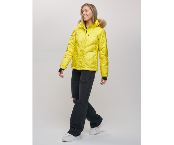 Пуховик еврозима с мехом Valianly желтого цвета 22107J
