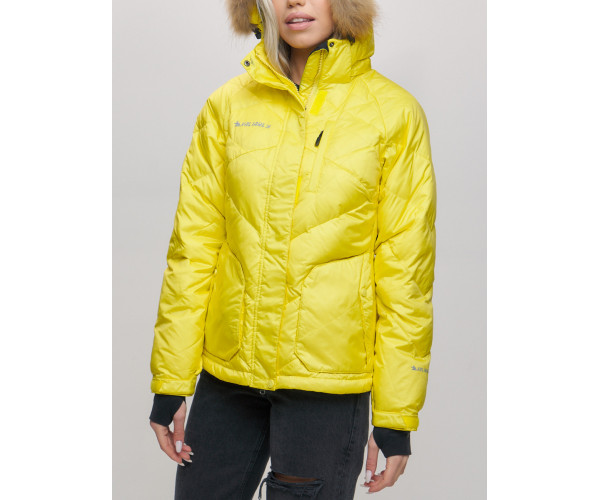 Пуховик еврозима с мехом Valianly желтого цвета 22107J