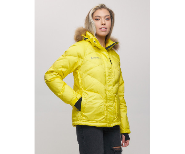 Пуховик еврозима с мехом Valianly желтого цвета 22107J