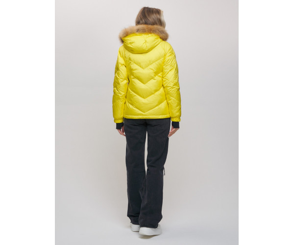 Пуховик еврозима с мехом Valianly желтого цвета 22107J