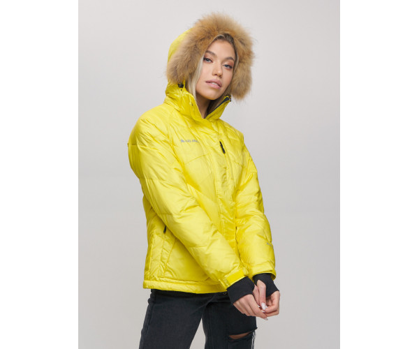 Пуховик еврозима с мехом Valianly желтого цвета 22107J