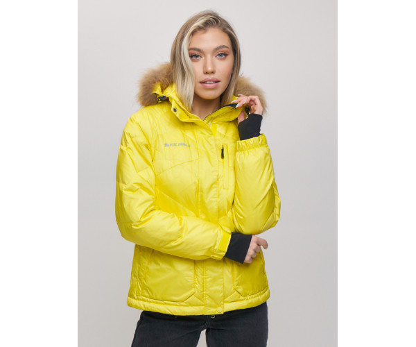 Пуховик еврозима с мехом Valianly желтого цвета 22107J