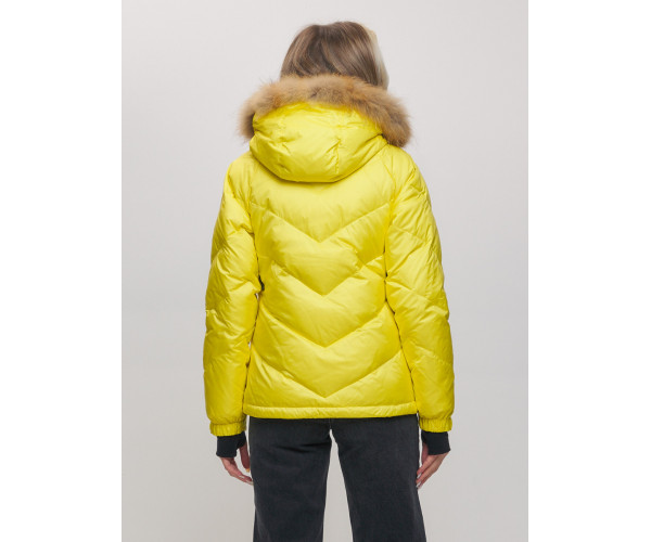 Пуховик еврозима с мехом Valianly желтого цвета 22107J