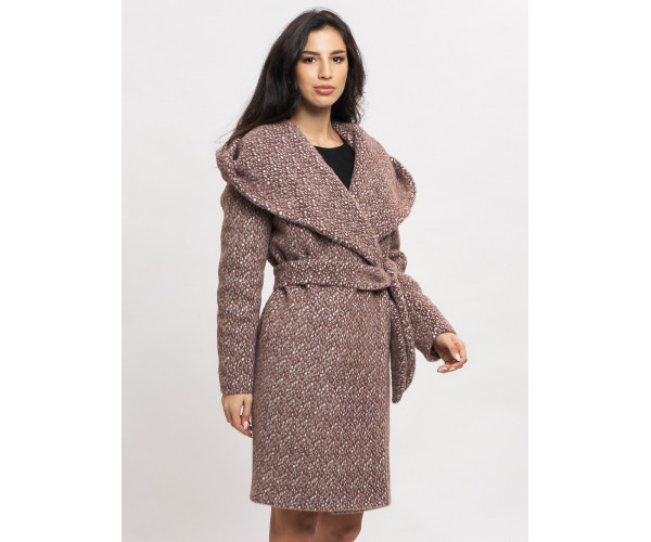 Пальто зимнее женское коричневого цвета 4017K