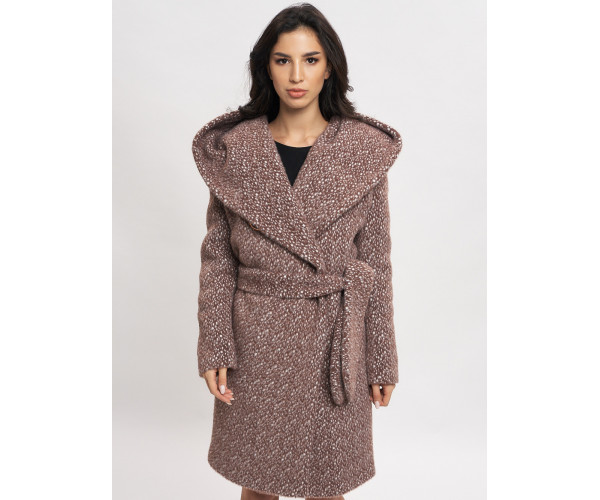 Пальто зимнее женское коричневого цвета 4017K