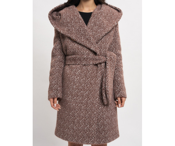 Пальто зимнее женское коричневого цвета 4017K