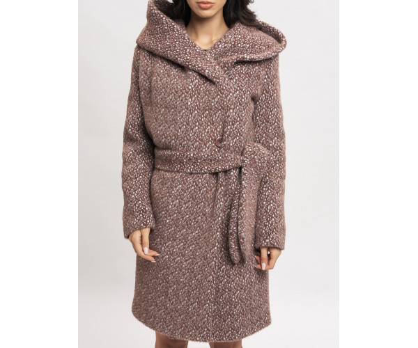 Пальто зимнее женское коричневого цвета 4017K