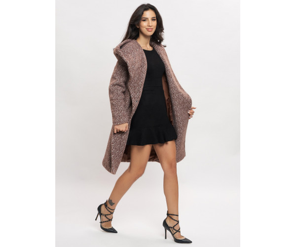 Пальто зимнее женское коричневого цвета 4017K