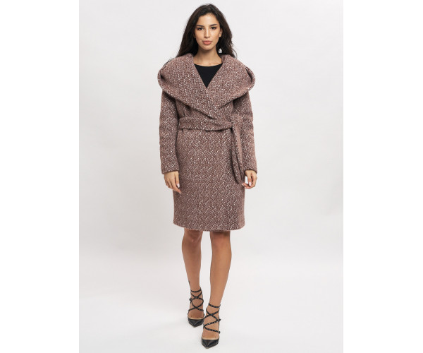 Пальто зимнее женское коричневого цвета 4017K