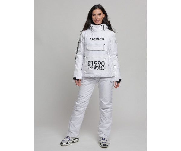 Горнолыжный костюм женский белого цвета 77038Bl
