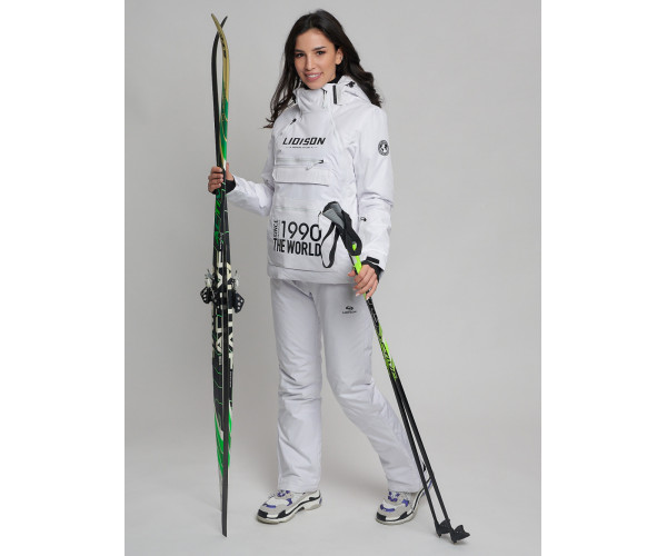 Горнолыжный костюм женский белого цвета 77038Bl