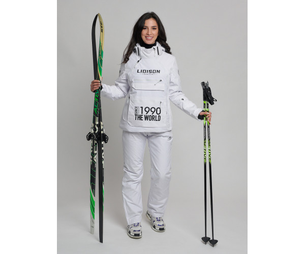 Горнолыжный костюм женский белого цвета 77038Bl