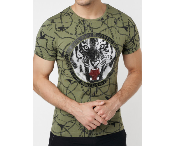 Подростковая футболка хаки цвета 220081Kh