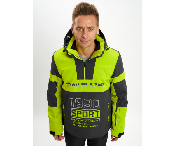 Горнолыжная куртка анорак мужская зеленого цвета 77024Z