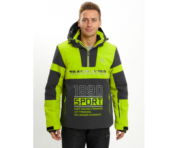 Горнолыжная куртка анорак мужская зеленого цвета 77024Z