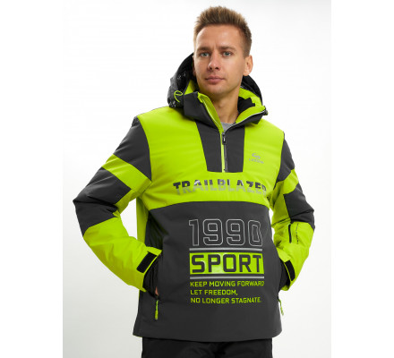 Горнолыжная куртка анорак мужская зеленого цвета 77024Z