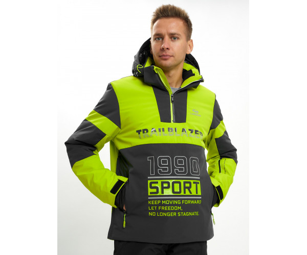 Горнолыжная куртка анорак мужская зеленого цвета 77024Z